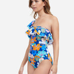 Rising Sun One Shoulder Swimsuit - Blue - Simply Beach UK