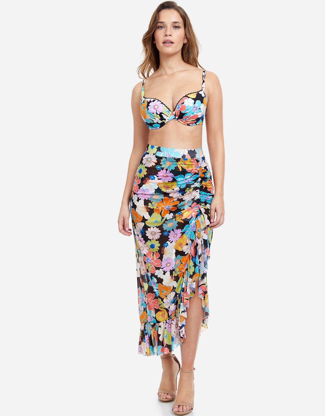 Rising Sun Ruffle Skirt - Black - Simply Beach UK