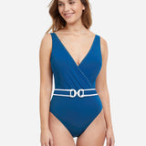 Profile California Girl Belted Wrap Swimsuit - Petrol Blue - Simply Beach UK