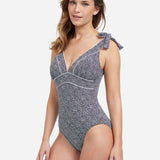Profile Colette V Neck Swimsuit - Black and White - Simply Beach UK