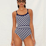 Nuria Ferrer Elora High Front Swimsuit - Navy/White - Simply Beach UK