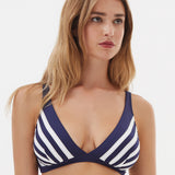 Nuria Ferrer Elora Plunge Bikini Top - Navy White - Simply Beach UK