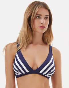 Nuria Ferrer Elora Plunge Bikini Top - Navy White - Simply Beach UK