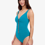 Profile Tutti Frutti D Cup V Neck Ladder Swimsuit - Jade - Simply Beach UK