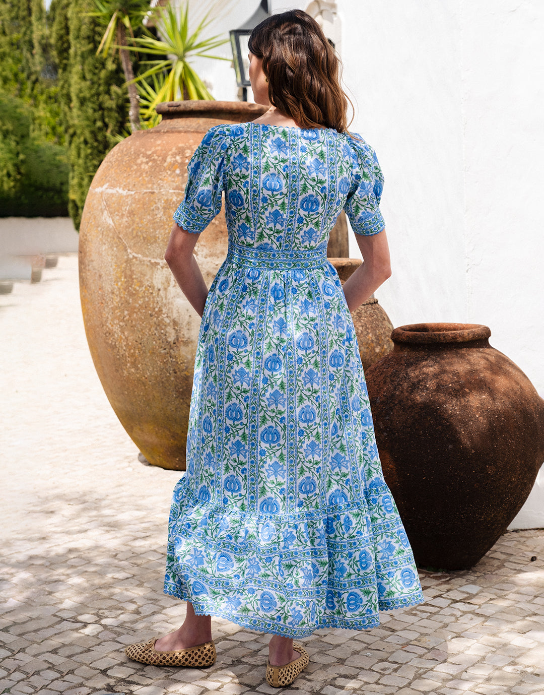 pink city prints evelyn dress Pink City Prints Moghul Border Evelyn Dress Moghul Border / S