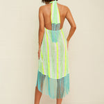 Fringed Crossover Dress - Neon Yellow - Simply Beach UK