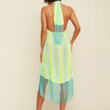 Fringed Crossover Dress - Neon Yellow - Simply Beach UK