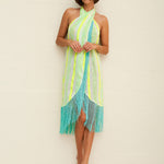 Fringed Crossover Dress - Neon Yellow - Simply Beach UK