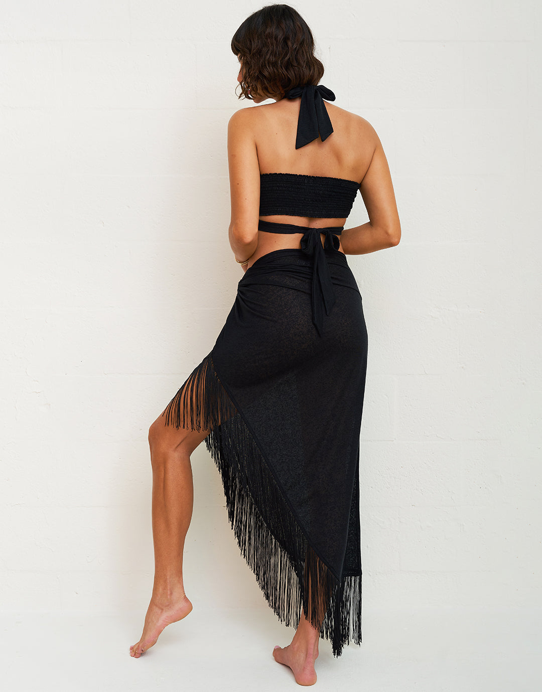 Fringed Sarong Skirt - Black - Simply Beach UK