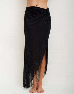 Fringed Sarong Skirt - Black - Simply Beach UK