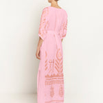 Greek Archaic Kori Feather Kaftan Dress - Pink and Pink Bronze - Simply Beach UK