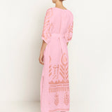 Greek Archaic Kori Feather Kaftan Dress - Pink and Pink Bronze - Simply Beach UK