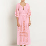 Greek Archaic Kori Feather Kaftan Dress - Pink and Pink Bronze - Simply Beach UK