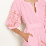 Greek Archaic Kori Feather Kaftan Dress - Pink and Pink Bronze - Simply Beach UK