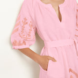 Greek Archaic Kori Feather Kaftan Dress - Pink and Pink Bronze - Simply Beach UK