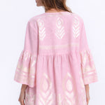 Greek Archaic Kori Feather Mini Dress - Pink and Champagne - Simply Beach UK