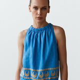 Selene Sleeveless Top - Blue Raf and Gold