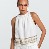 Selene Sleeveless Top - White and Gold