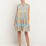 Greek Archaic Kori Classic Triangle Sleeveless Mini Dress - Ciel and Gold - Simply Beach UK