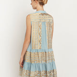 Greek Archaic Kori Classic Triangle Sleeveless Mini Dress - Ciel and Gold - Simply Beach UK