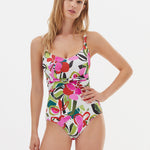 Nuria Ferrer Hana Shaped Neck Swimsuit - Multi - Simply Beach UK