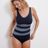 Iris Longer Length Swimsuit - Midnight and Steel