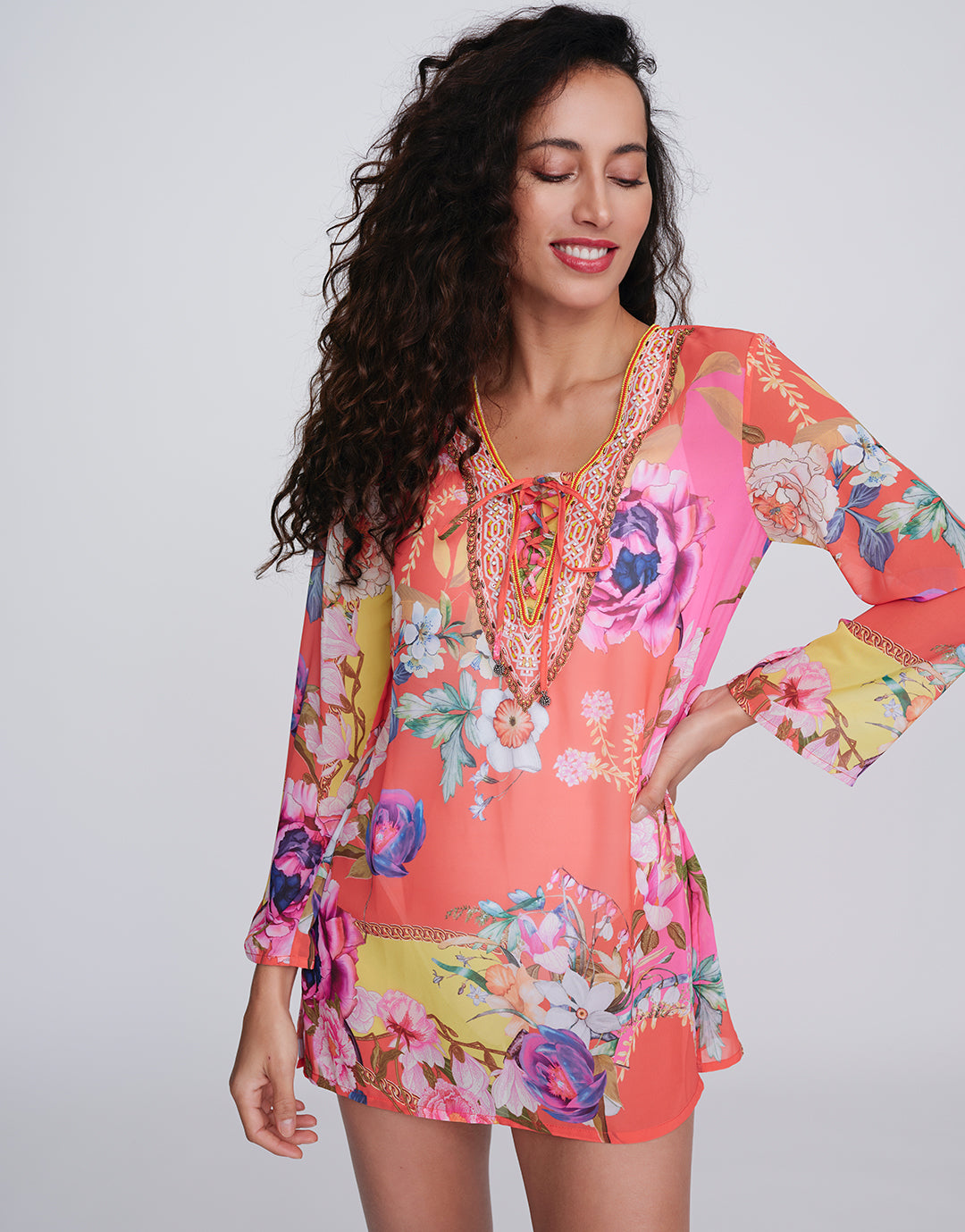 Hawaii Mini Tunic - Pink Print - Simply Beach UK