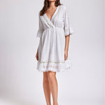 Giorgia 3/4 Sleeve Dress - White - Simply Beach UK