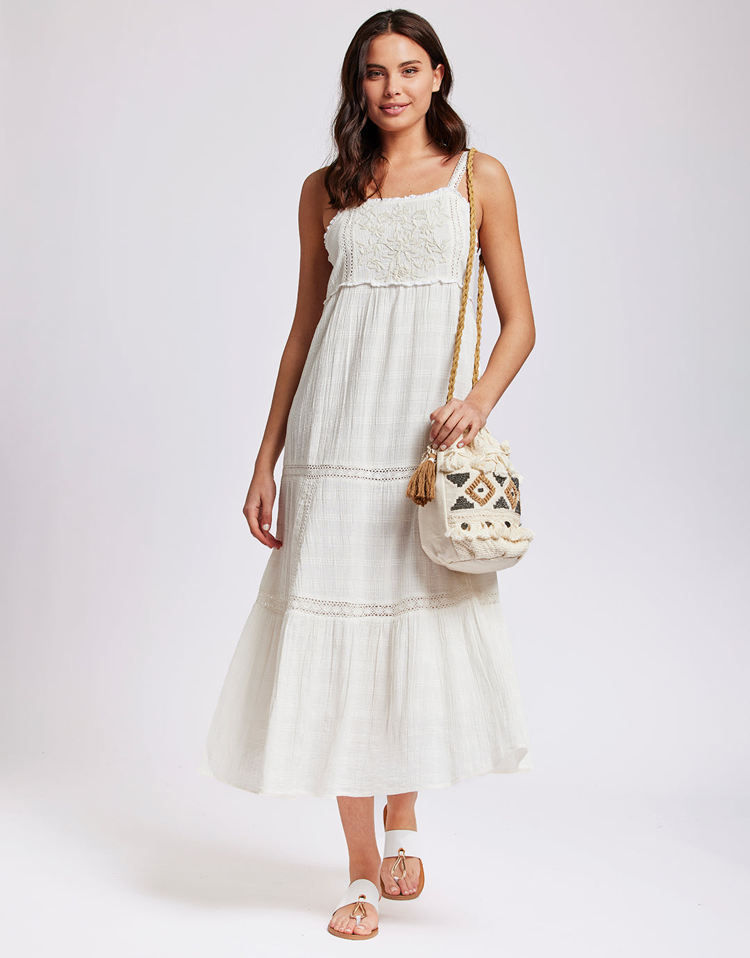 Clotilde Strappy Maxi Dress - White - Simply Beach UK