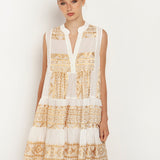 Greek Archaic Kori Classic Triangle Sleeveless Mini Dress - Natural and Gold - Simply Beach UK