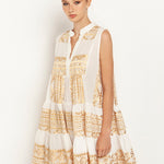 Greek Archaic Kori Classic Triangle Sleeveless Mini Dress - Natural and Gold - Simply Beach UK