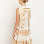 Greek Archaic Kori Classic Triangle Sleeveless Mini Dress - Natural and Gold - Simply Beach UK