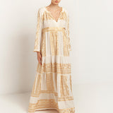 Classic Triangle Maxi Dress - Natural and Gold - Simply Beach UK