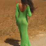 Crochet U Back Maxi Dress - Green - Simply Beach UK