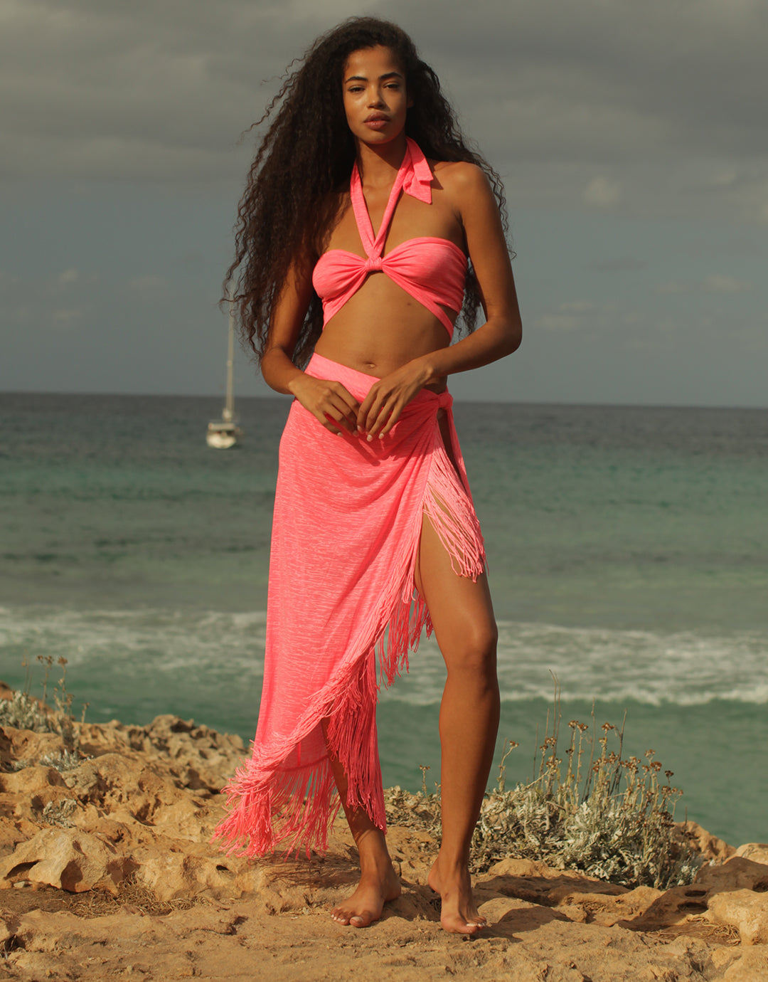 Fringed Sarong Skirt - Hot Pink - Simply Beach UK