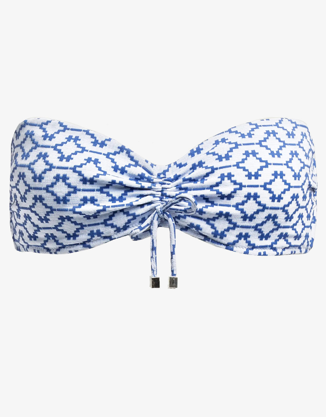 Mykonos Structured Bandeau Bikini Top - Blue and White - Simply Beach UK