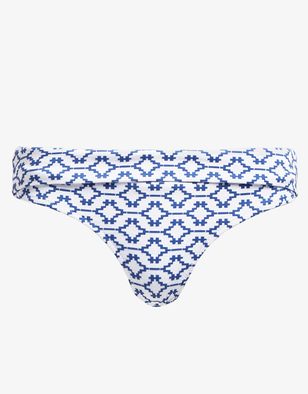 Mykonos Fold Over Bikini Pant - Blue and White - Simply Beach UK