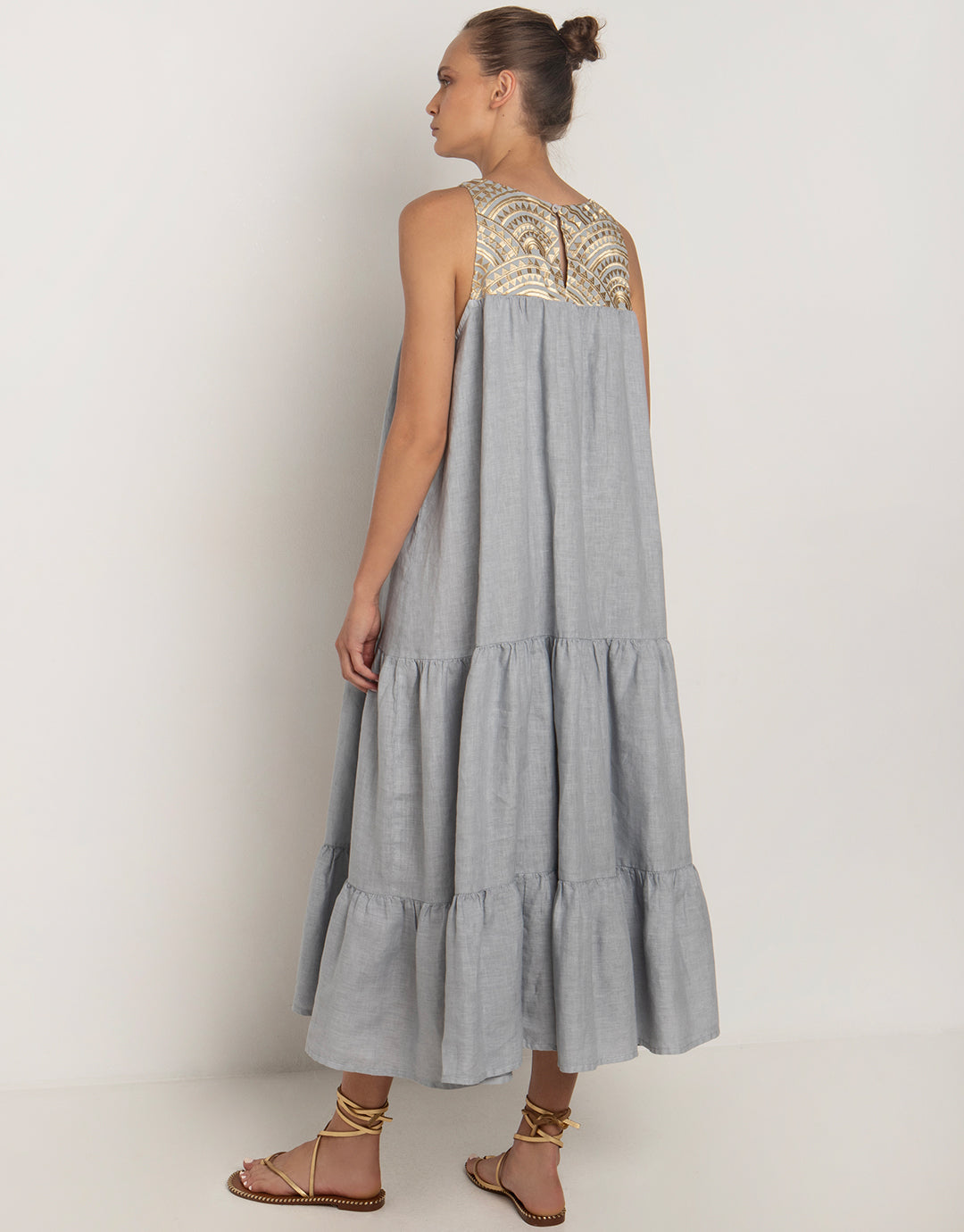 New Triangle Maxi Dress - Light Grey and Gold - Simply Beach UK