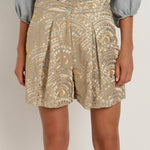 Greek Archaic Kori New Triangle Shorts - Light Grey and Gold - Simply Beach UK