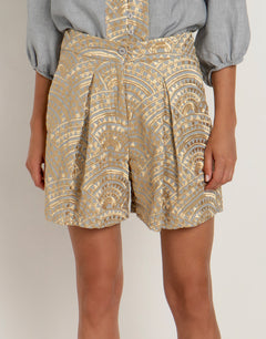 Greek Archaic Kori New Triangle Shorts - Light Grey and Gold - Simply Beach UK