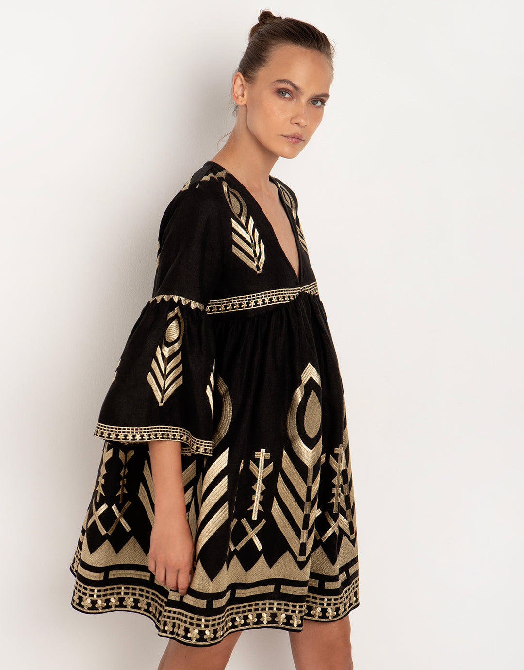 Feathers Mini Dress - Black and Gold - Simply Beach UK