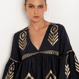 Feathers Mini Dress - Black and Gold - Simply Beach UK