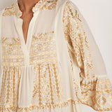 Greek Archaic Kori Classic Triangle Long Sleeve Dress - Natural and Gold - Simply Beach UK