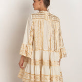 Greek Archaic Kori Classic Triangle Long Sleeve Dress - Natural and Gold - Simply Beach UK