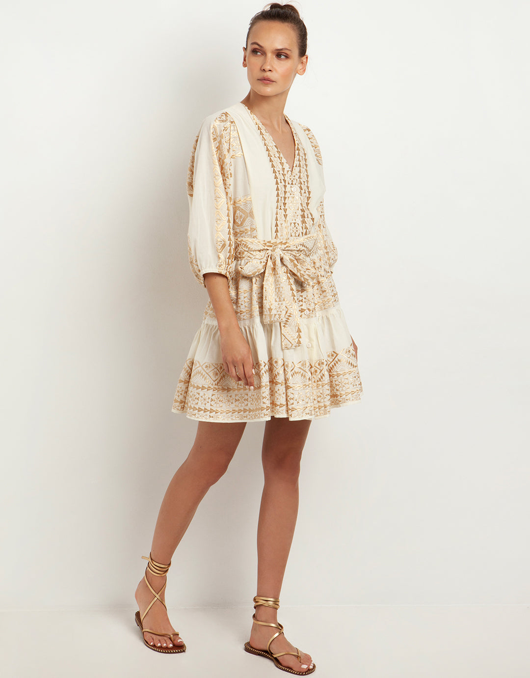 Classic Triangle Mini Dress - Natural and Gold - Simply Beach UK