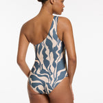 Sereno One Shoulder Ring Swimsuit - Steel Blue - Simply Beach UK