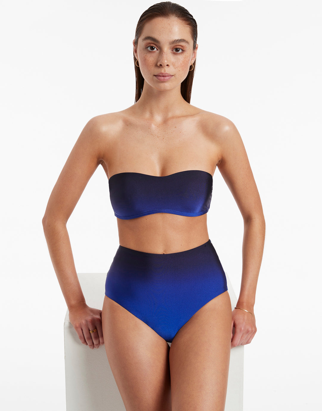 Oia Sunset High Waist Bikini Pant - Ocean - Simply Beach UK