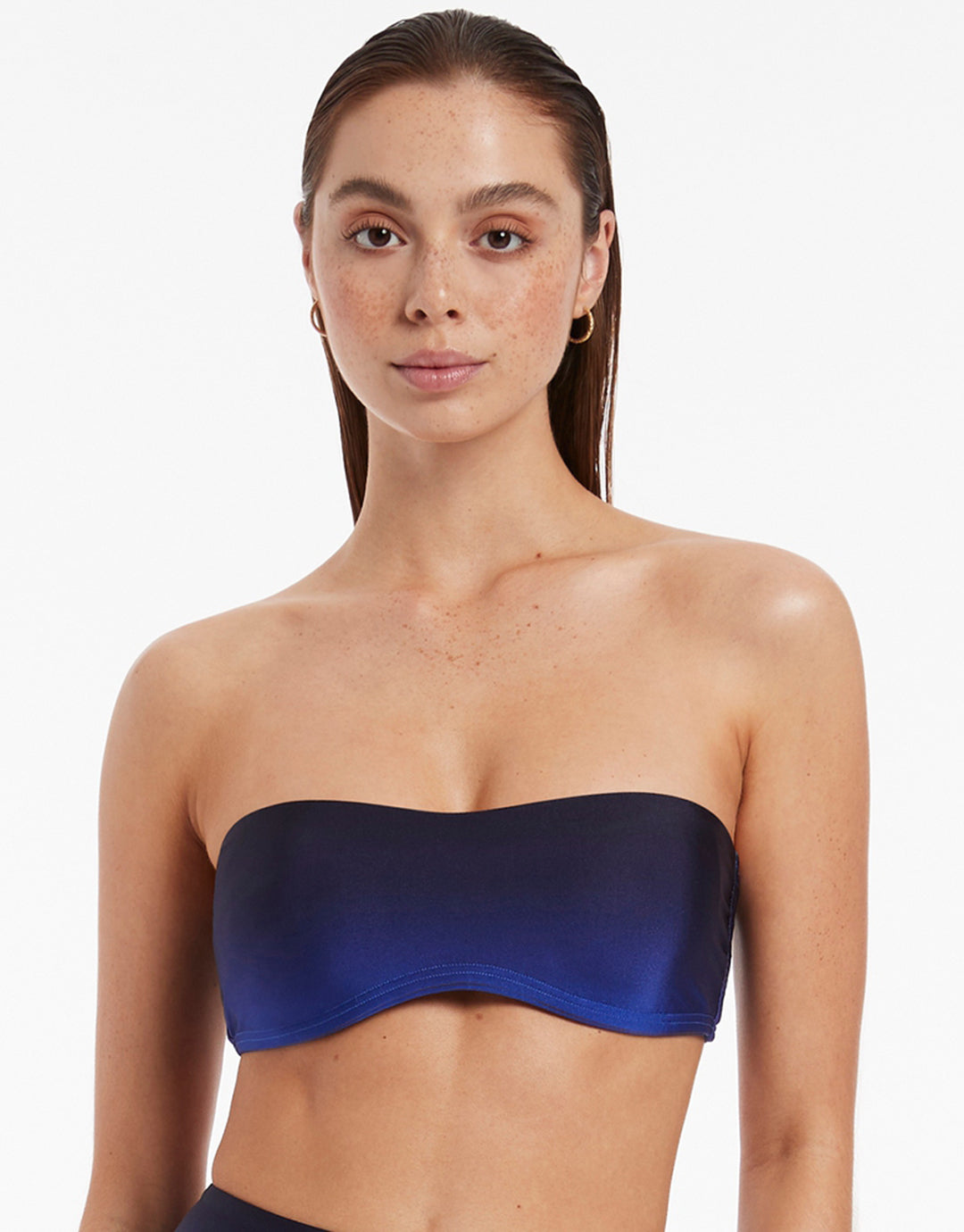 Oia Sunset Minimal Bandeau Bikini Top - Ocean - Simply Beach UK