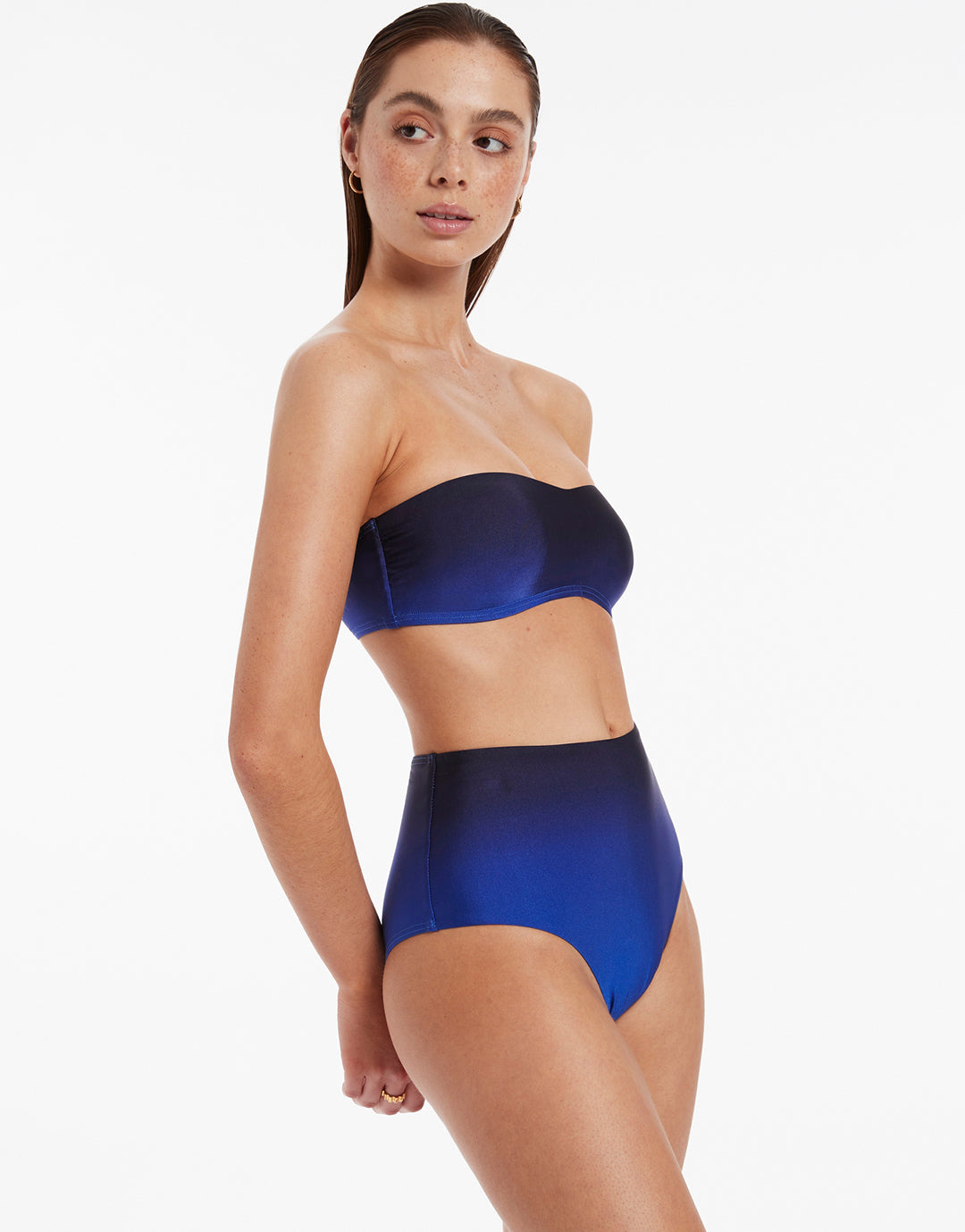 Oia Sunset High Waist Bikini Pant - Ocean - Simply Beach UK
