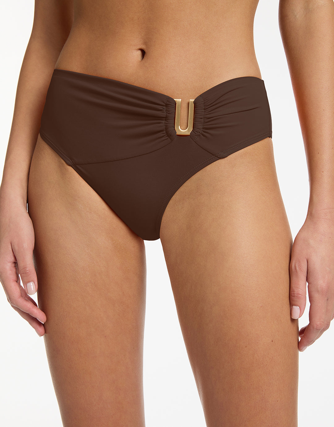 Jetset U Trim Mid Bikini Pant - Chocolate - Simply Beach UK